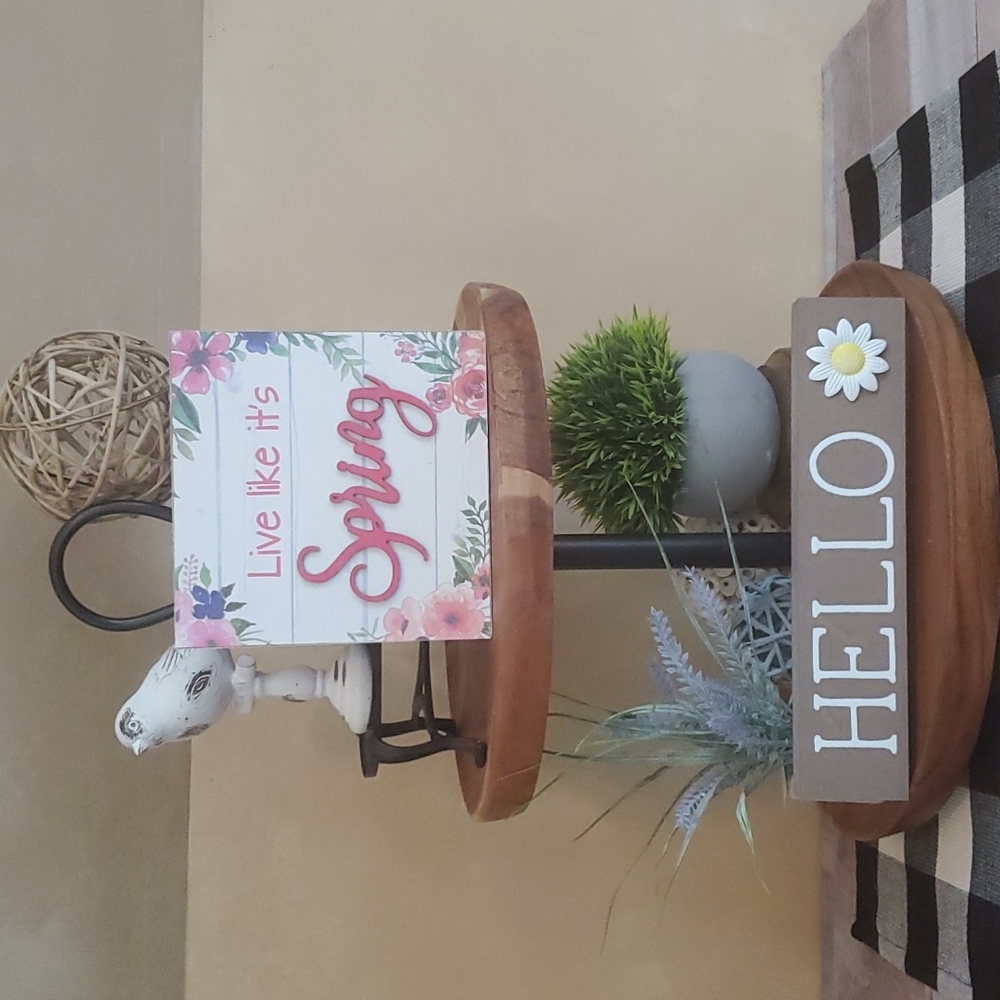 Spring tiered tray decor